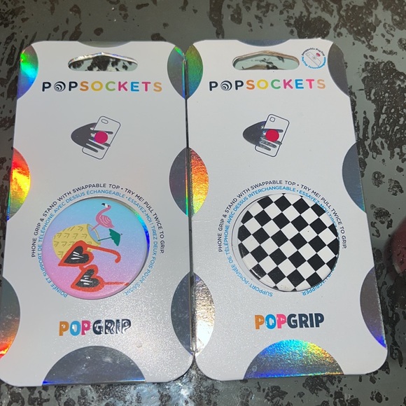 Two PopSockets Checkered POPsocket and Flamingo Hawaiian Sunglasses POPsocket - Picture 5 of 5